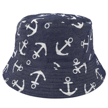 Load image into Gallery viewer, Bucket Hat - Navy Blue Anchor