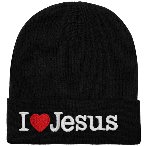 I Love Jesus Beanie Hat - Black