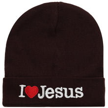 Load image into Gallery viewer, I Love Jesus Beanie Hat - Brown