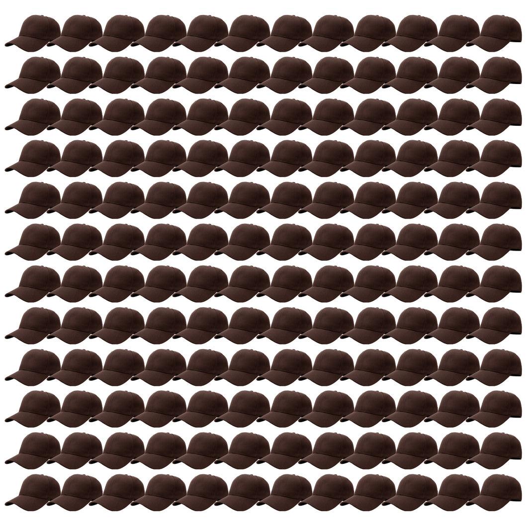 144-Pack Baseball Dad Cap Velcro Strap Adjustable Size - Brown