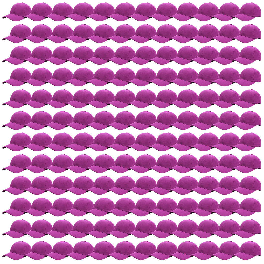 144-Pack Baseball Dad Cap Velcro Strap Adjustable Size - Fuchsia