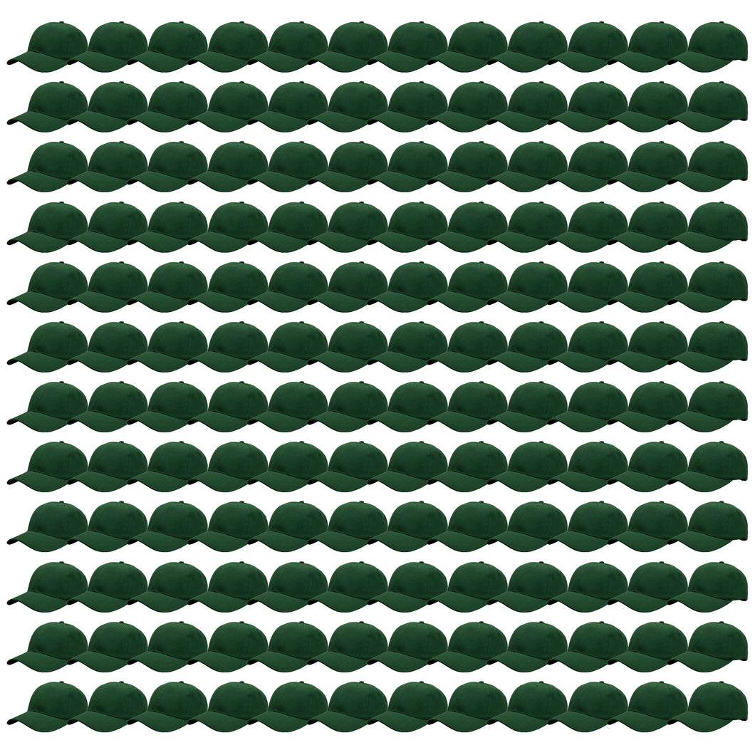 144-Pack Baseball Dad Cap Velcro Strap Adjustable Size - Hunter Green