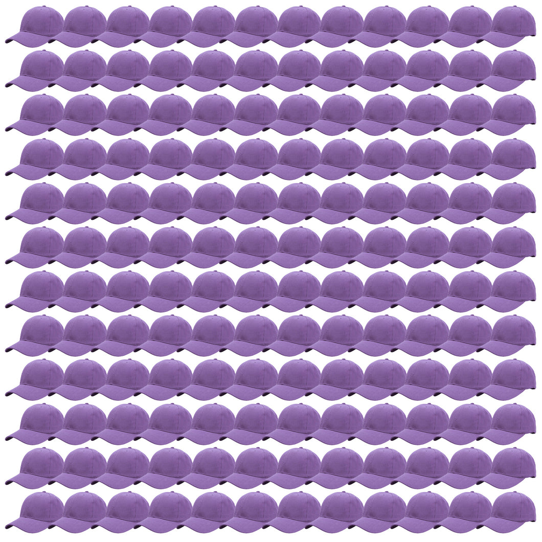 144-Pack Baseball Dad Cap Velcro Strap Adjustable Size - Lavender