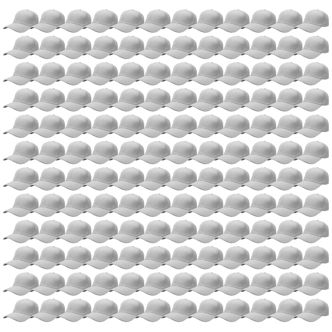 144-Pack Baseball Dad Cap Velcro Strap Adjustable Size - Light Gray