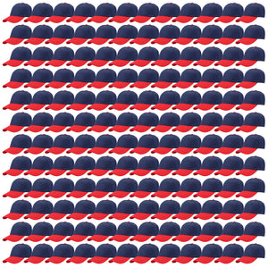 144-Pack Baseball Dad Cap Velcro Strap Adjustable Size - Navy/Red