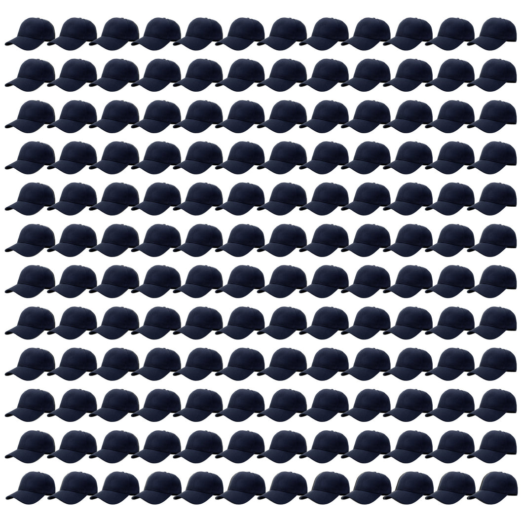 144-Pack Baseball Dad Cap Velcro Strap Adjustable Size - Navy