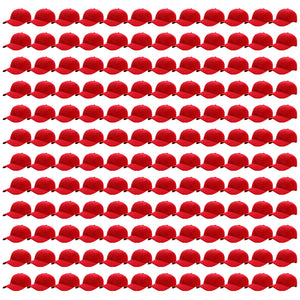 144-Pack Baseball Dad Cap Velcro Strap Adjustable Size - Red