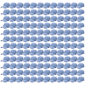 144-Pack Baseball Dad Cap Velcro Strap Adjustable Size - Sky Blue