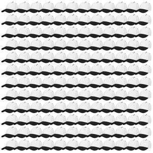 144-Pack Baseball Dad Cap Velcro Strap Adjustable Size - White/Black