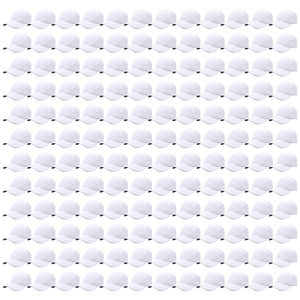 144-Pack Baseball Dad Cap Velcro Strap Adjustable Size - White