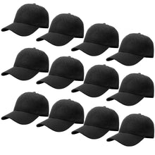 Load image into Gallery viewer, 12-Pack Baseball Dad Cap Velcro Strap Adjustable Size - Black