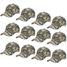 Load image into Gallery viewer, 12-Pack Baseball Dad Cap Velcro Strap Adjustable Size - Digital Camo