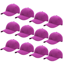 Load image into Gallery viewer, 12-Pack Baseball Dad Cap Velcro Strap Adjustable Size - Fuchsia