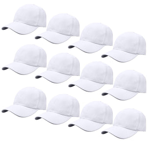 12-Pack Baseball Dad Cap Velcro Strap Adjustable Size - White