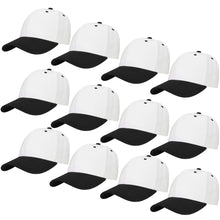 Load image into Gallery viewer, 12-Pack Baseball Dad Cap Velcro Strap Adjustable Size - White/Black