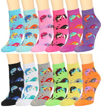 Load image into Gallery viewer, 12-Pack Whale Women&#39;s Ankle Socks