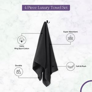 Falari 4-Pack Bath Towel 27x54 - Dark Gray