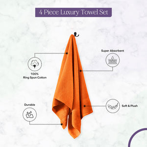 Falari 4-Pack Bath Towel 27x54 - Orange