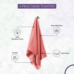 Falari 4-Pack Bath Towel 27x54 - Peach