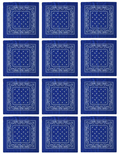 12-Pack Bandana Headband - Royal Blue