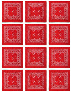 12-Pack Bandana Headband - Red