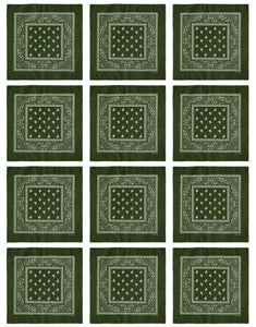 12-Pack Bandana Headband - Olive Green