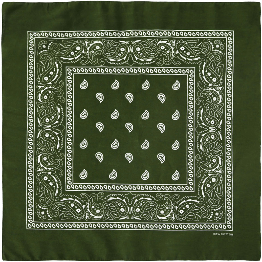 12-Pack Bandana Headband - Olive Green