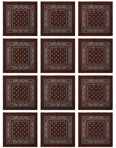 12-Pack Bandana Headband - Brown