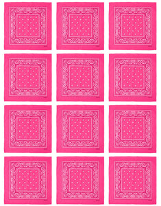 12-Pack Bandana Headband - Hot Pink