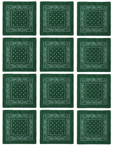 12-Pack Bandana Headband - Hunter Green