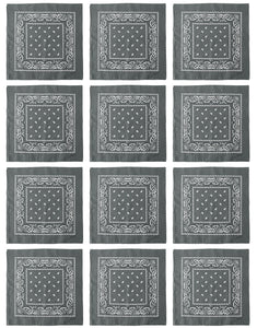 12-Pack Bandana Headband - Dark Gray