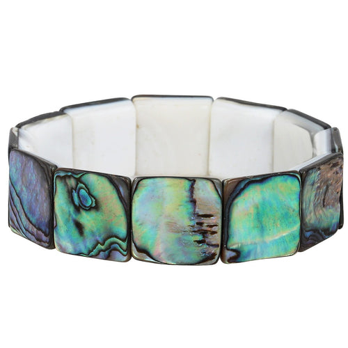 Green Abalone Shell Stretch Bracelet Square