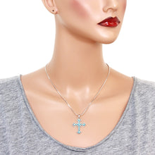 Load image into Gallery viewer, Blue Cross Pendant Necklace