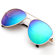 Load image into Gallery viewer, Aviator Sunglasses Classic - Non-Polarized - Gold Frame - Blue/Purple Mirror
