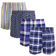 Load image into Gallery viewer, Falari 4-Pack Men&#39;s Boxer Underwear 100% Cotton Premium Quality 368-02