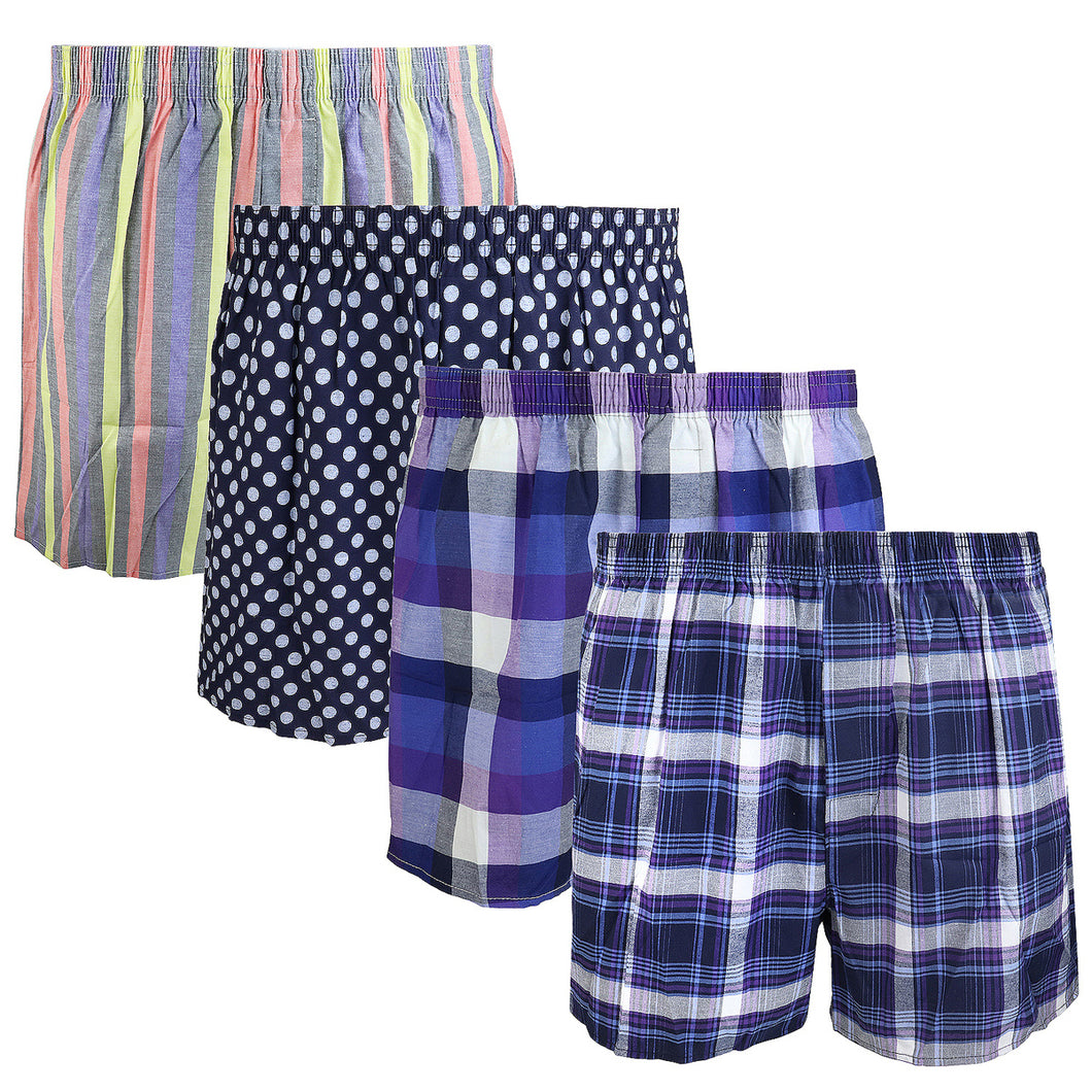 Falari 4-Pack Men's Boxer Underwear 100% Cotton Premium Quality 368-02