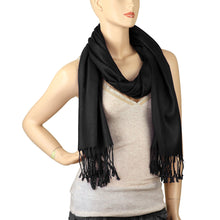 Load image into Gallery viewer, Women&#39;s Soft Solid Color Pashmina Shawl Wrap Scarf - Black