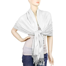 Load image into Gallery viewer, Women&#39;s Soft Solid Color Pashmina Shawl Wrap Scarf - White