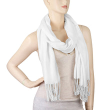 Load image into Gallery viewer, Women&#39;s Soft Solid Color Pashmina Shawl Wrap Scarf - White
