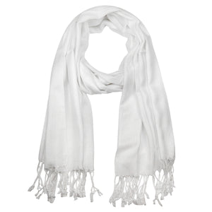 Women's Soft Solid Color Pashmina Shawl Wrap Scarf - White