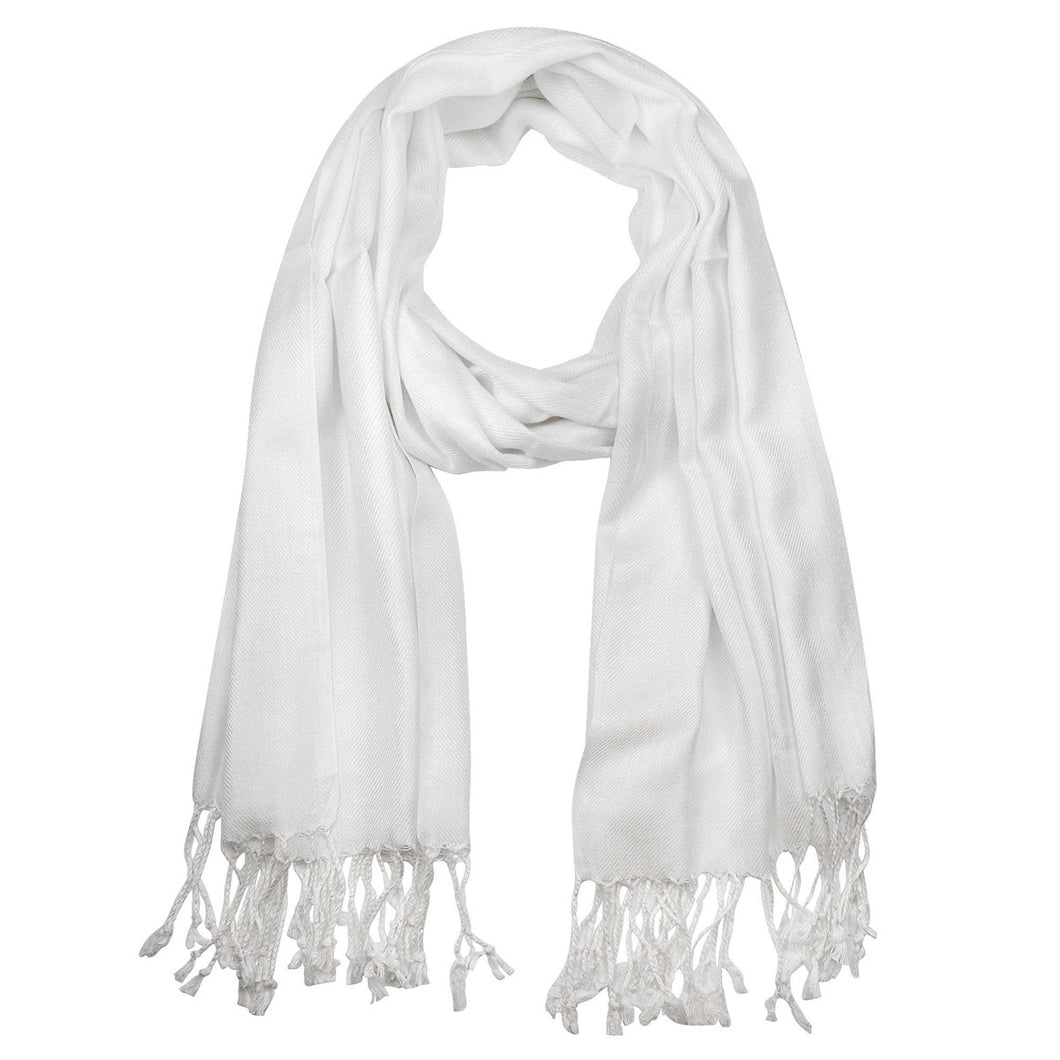 Women's Soft Solid Color Pashmina Shawl Wrap Scarf - White