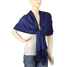 Load image into Gallery viewer, Women&#39;s Soft Solid Color Pashmina Shawl Wrap Scarf - Navy