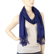 Load image into Gallery viewer, Women&#39;s Soft Solid Color Pashmina Shawl Wrap Scarf - Navy