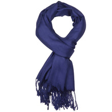 Load image into Gallery viewer, Women&#39;s Soft Solid Color Pashmina Shawl Wrap Scarf - Navy