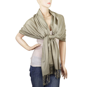 Women's Soft Solid Color Pashmina Shawl Wrap Scarf - Khaki