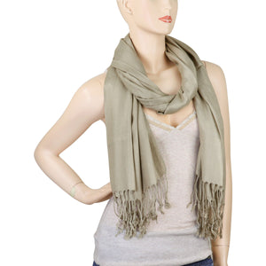 Women's Soft Solid Color Pashmina Shawl Wrap Scarf - Khaki