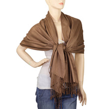 Load image into Gallery viewer, Women&#39;s Soft Solid Color Pashmina Shawl Wrap Scarf - Light Brown