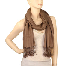 Load image into Gallery viewer, Women&#39;s Soft Solid Color Pashmina Shawl Wrap Scarf - Light Brown