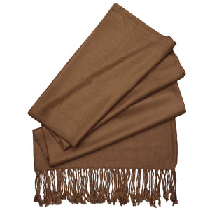 Women's Soft Solid Color Pashmina Shawl Wrap Scarf - Light Brown
