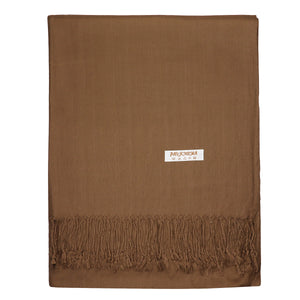 Women's Soft Solid Color Pashmina Shawl Wrap Scarf - Light Brown